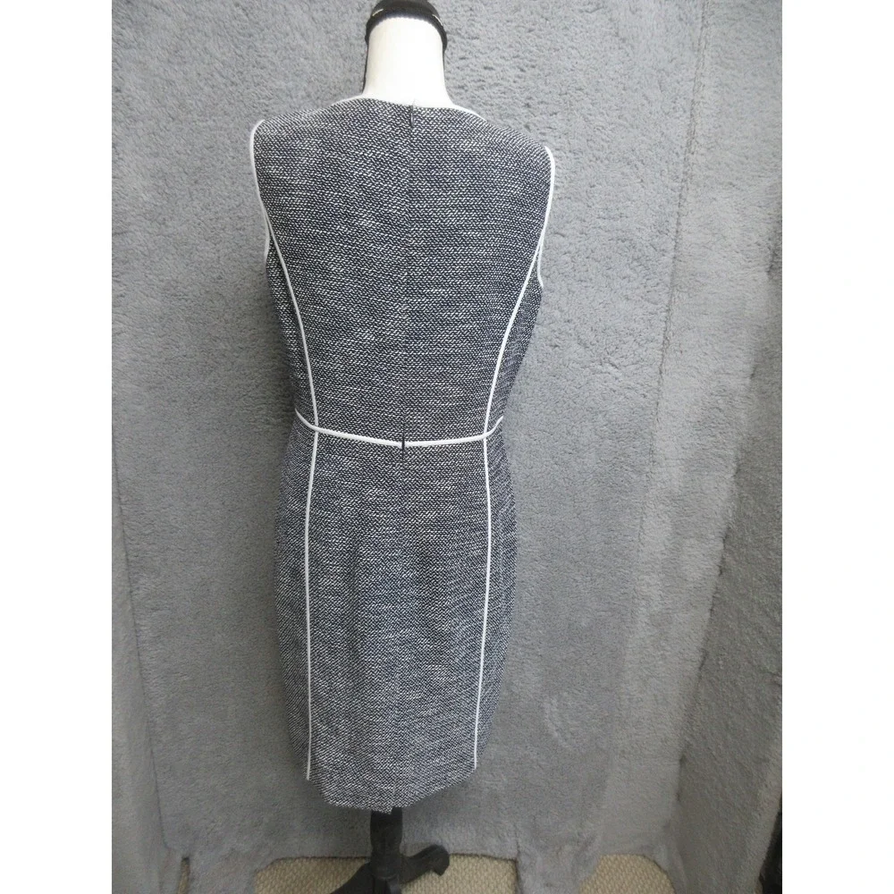 Lafayette 148 New York Dress Jacket Suit Set Womens 8/S Blue‎ Tweed Piped